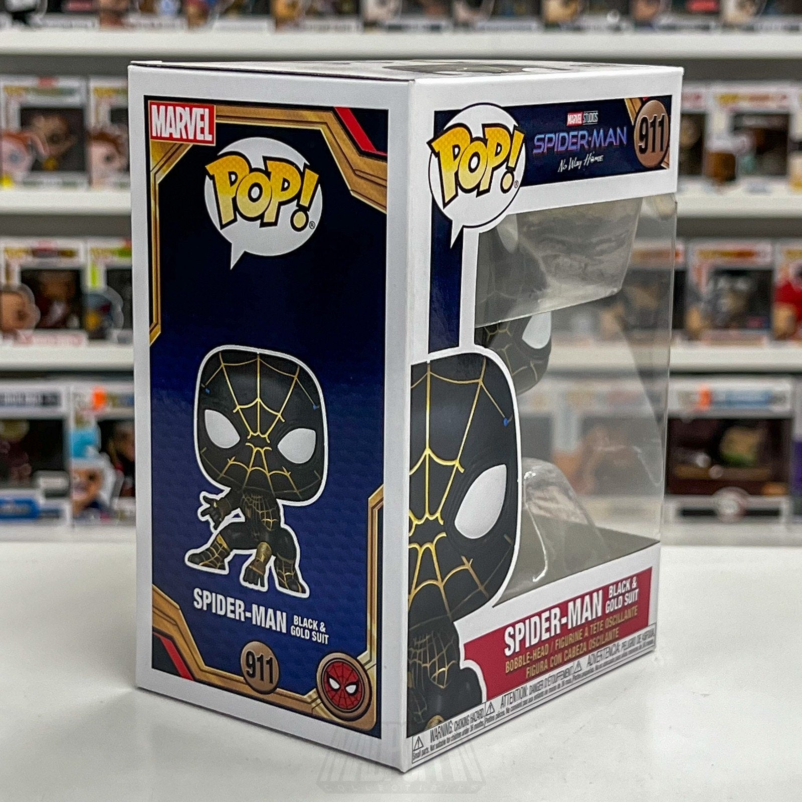 Funko Pop Marvel Spider-Man No Way Home Black & Gold Suit 911 Toy Vinyl Figure
