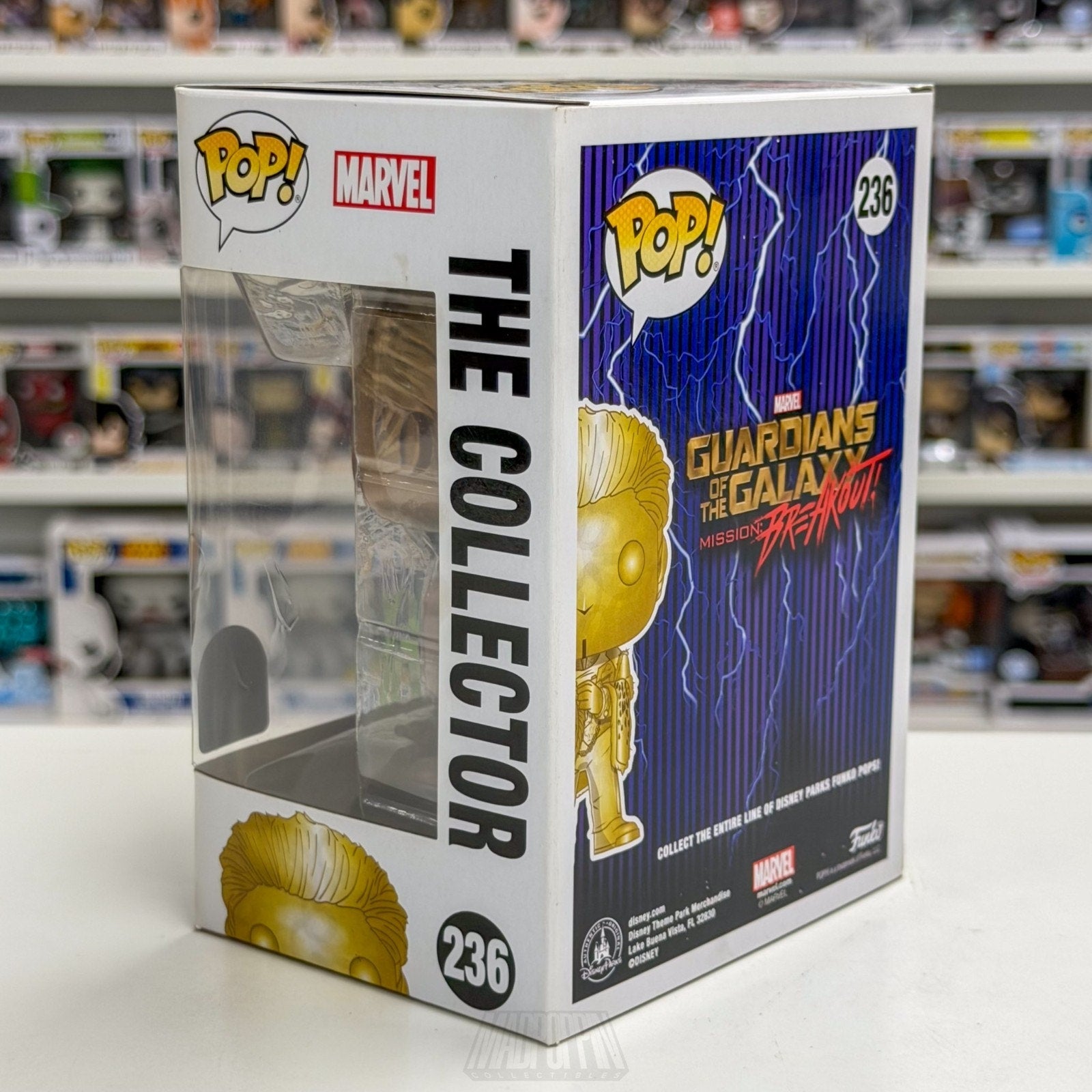 Funko Pop Marvel GOTG Disney Ride Mission Breakout The Collector Gold 236 Figure