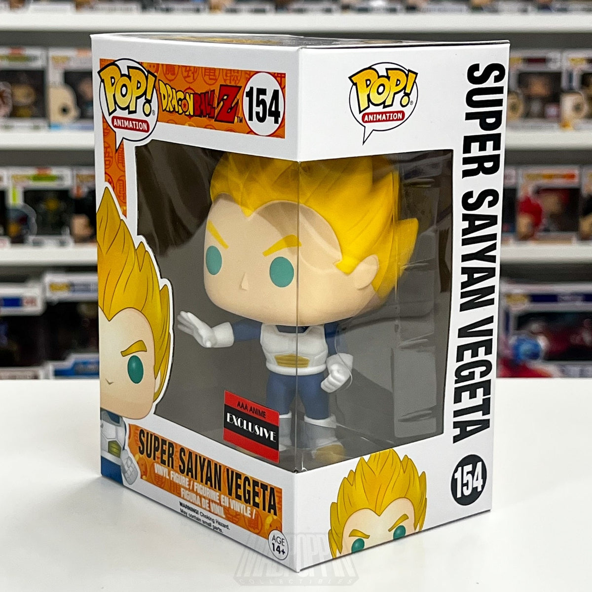 Funko Pop Anime Dragon Ball Z DBZ Super Saiyan Vegeta AAA Exclusive 154 Figure