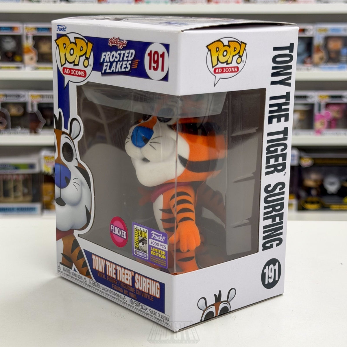 Funko Pop Ad Icons Frosted Flakes Tony the Tiger Surfing Flocked SDCC 191 Figure