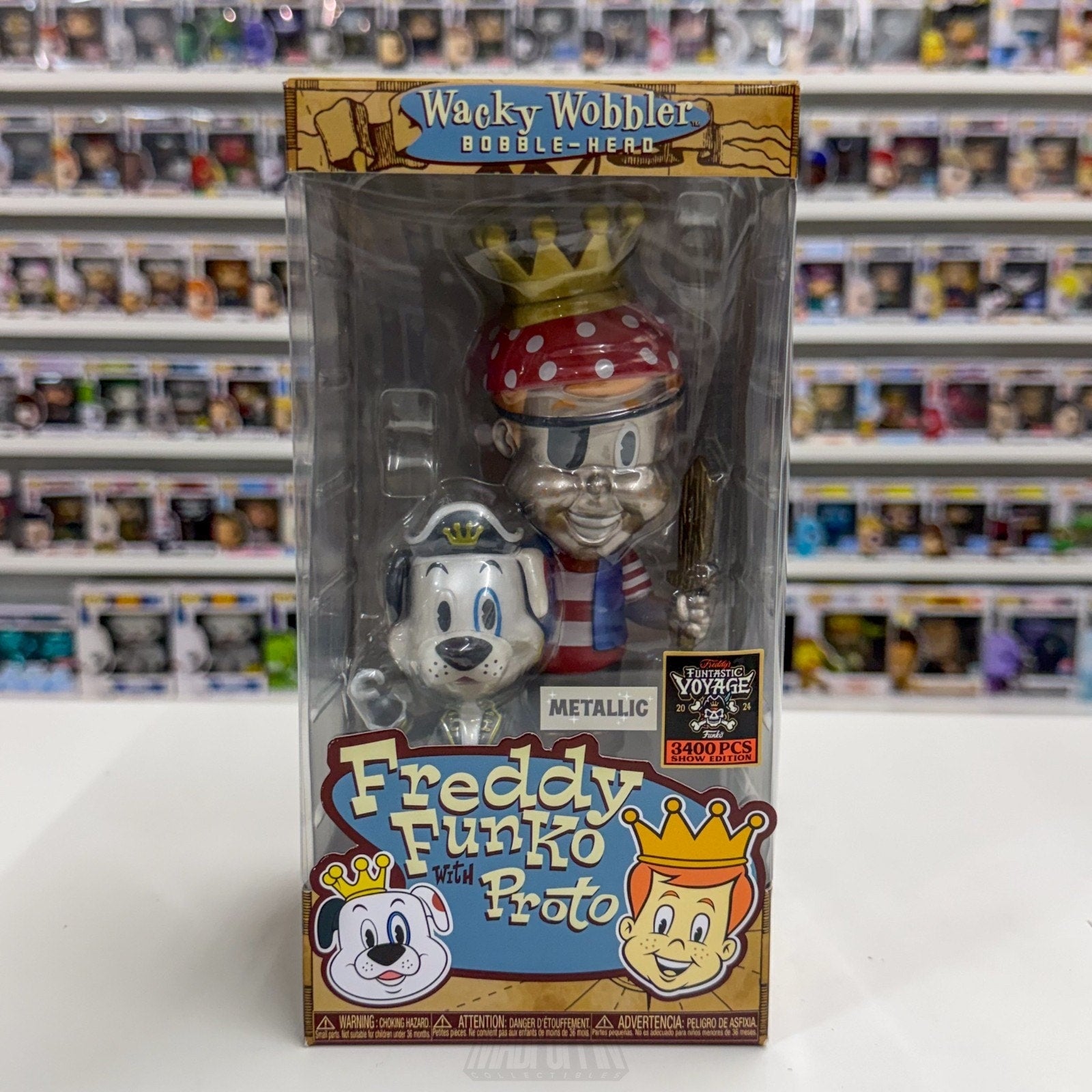 Funko Wacky Wobbler Fundays Funtastic Voyage Freddy Proto Metallic Vinyl Figure